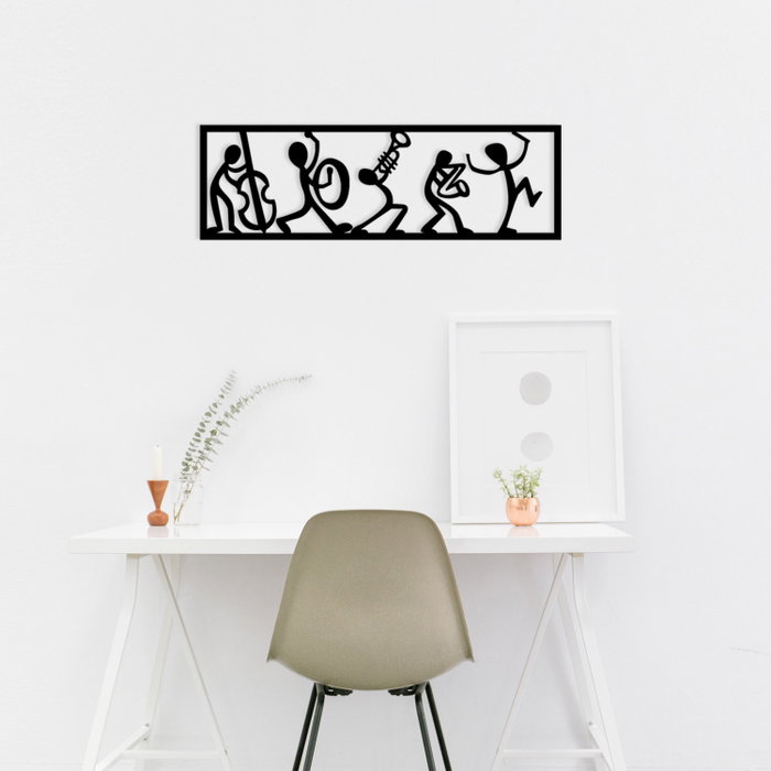 Wallity Musicians Escultura de Pared de Metal Negra